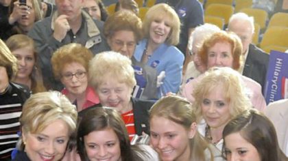 Bob Donaldson/Post-Gazette
Sen. Hillary Clinton poses for photos after her campaign appearance April 9 at Hopewell High School.