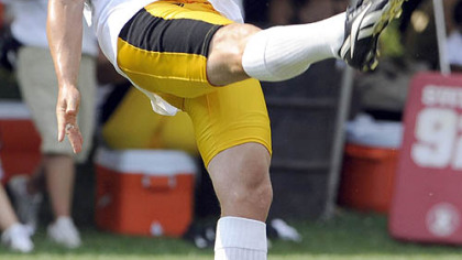 Steelers punter Paul Ernster practices during training camp Thursday afternoon.