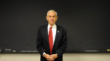 U.S. Rep. Ron Paul holds a news conference at Indiana University of Pennsylvania in support of his candidacy for the Republican presidential nomination.
