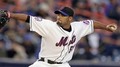 Mets starter Johan Santana gave up two early home runs and lasted only 5 2/3 innings last night.