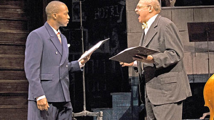 Anthony Mackie as Levee and Roger Robinson as Toledo in "Ma Rainey's Black Bottom" at Kennedy Center.