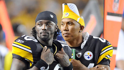 Steeler receivers Santonio Holmes and Hine Ward