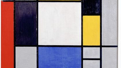 "Composition With Yellow, Red, Black, Blue, and Grey" is among 18 paintings in "Piet (Mondrian) in Pittsburgh" at The Andy Warhol Museum.
