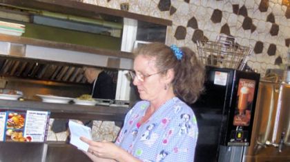 2:07 a.m. at Ritter's:
Barbara Helbling, waitress.