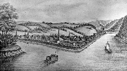 Pittsburgh in 1817. From a Sketch by Mrs. E. C. Gibson, wife of James Gibson, Esq., of Philadelphia, while on wedding trip that year.