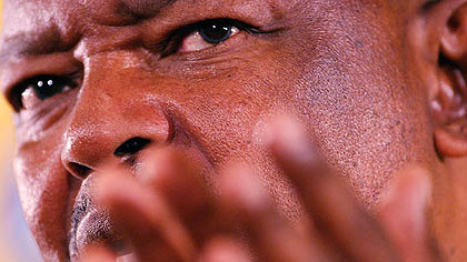 BLOEMFONTEIN, S. Africa -- Chairperson of the new Congress of the People, Terror Lekota, addresses a  press conference, Dec. 15. The organization launched the breakaway party, Dec. 9, shaking up South African politics just months before next year's general elections. The breakaway movement finally emerged in the wake of the African National Congress decision to force South African president Thabo Mbeki from power.