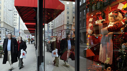 The windows at Macy's, decorated for the holidays.