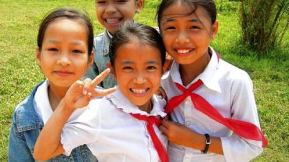 Full circle: Pupils at the Hoa Son school in Danang, Vietnam, this year. The school receives support from Friends of Danang, a Pittsburgh-based group launched by Vietnam War veterans