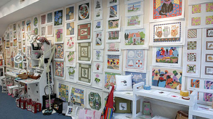 The Porcupine Needlepoint Shop in Sewickley, stocked with needlepoint supplies.