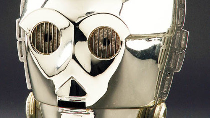 HOLLYWOOD, Ca -- A C-3PO droid helmet, worn by Anthony Daniels in "Star Wars Episode VI: Return of the Jedi," is one of many memorabilia pieces up for auction.