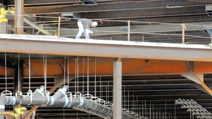 Construction continued on the North Shore casino yesterday.