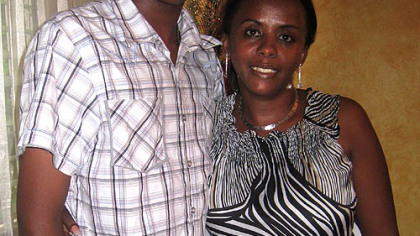 Frias and his mother, Maria, at their home in Santo Domingo.