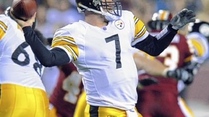 Ben Roethlisberger passes against the Washington Redskins during the first quarter of Monday night's  football game in Landover, Md.