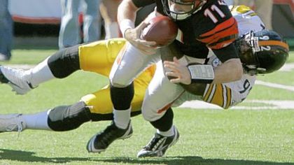Steelers linebacker James Harrison is tied for second in the NFL with 8.5 sacks.
