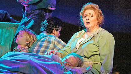 Pittsburgh Opera's production of "The Grapes of Wrath" tells John Steinbeck's Depression-Era tale of the Joads, including, clockwise from left, Winfield (Joseph Serafini), Noah (Andrew Wilkowske), Ma (Elizabeth Bishop) and Granma (Anna Singer).