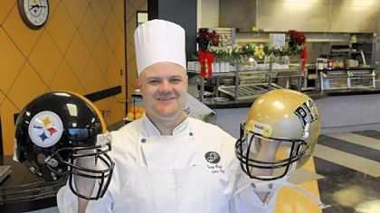 Chef Corey Hayes cooks for the Steelers and the University of Pittsburgh Panthers at the Steelers training facility on the South Side.
