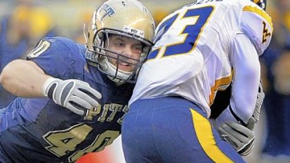 Scott McKillop records a tackle, this one in Pitt's "Backyard Brawl" victory vs. West Virginia Nov. 28.