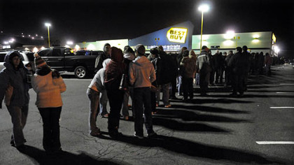 At 4:15 a.m. Friday, holiday shoppers waited in a long line that snaked through the parking lot of the Best Buy store in West Mifflin.