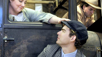 Elizabeth Bishop stars as Ma Joad, Craig Verm (foreground) portays Tom Joad and Jason Karn plays Al Joad in the Pittsburgh Opera production of "The Grapes of Wrath."
