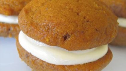 Pumpkin gobs with maple cream cheese filling.